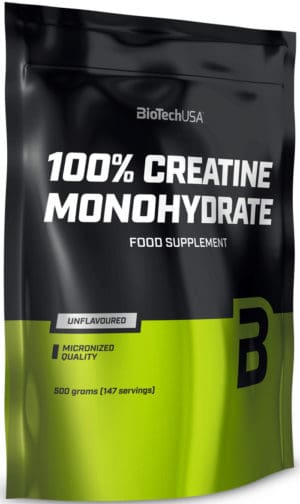 קריאטין ביוטק חצי קילו 100% Creatine Monohydrate, Unflavoured – 500g ללא טעם מגיע בפאוץ