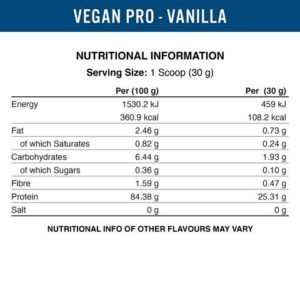 אבקת חלבון טבעונית VEGAN PRO 70 מנות בטעם וניל