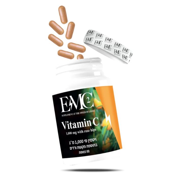 ויטמין C בתוספת פקעות ורדים 1000 מ״ג 90 כמוסות | EMC2 Vitamine C
