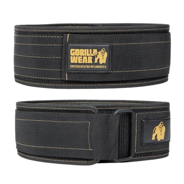 חגורת גב מניילון שחור/זהב Gorilla Wear 4 inch