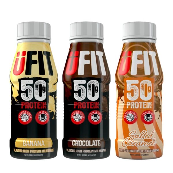 מבצע חם! 16 משקאות 50 גרם חלבון 500 מ”ל UFIT במגוון טעמים!