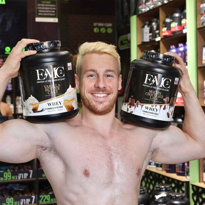 מבצע זוג אבקת חלבון 98% מי גבינה מורכזת 1.8 ק״ג | EMC2 WHEY Protein USA Source