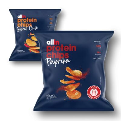 12 חטיפי אולאין צ׳יפס חלבון – Allin Protein Chips 40g